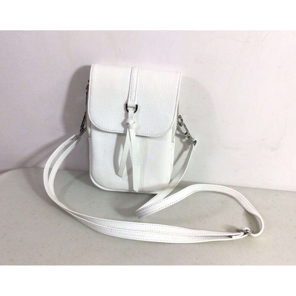 Befen White Leather Pebble Crossbody Bag Purse